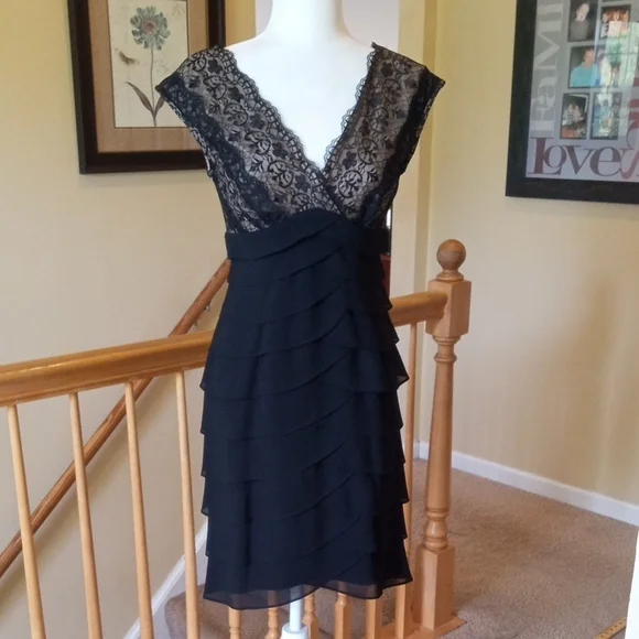 Dress Barn | Dresses | Dress Barn Tiered Cocktail Vneck Party Dress |  Poshmark